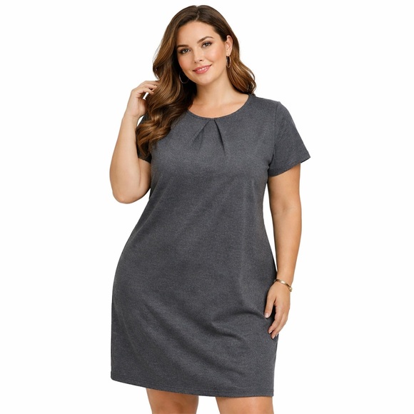 Lands' End Dresses & Skirts - Lands End Outfitters Dress Womens 18W Gray Short Sleeve Knit Shift Pockets